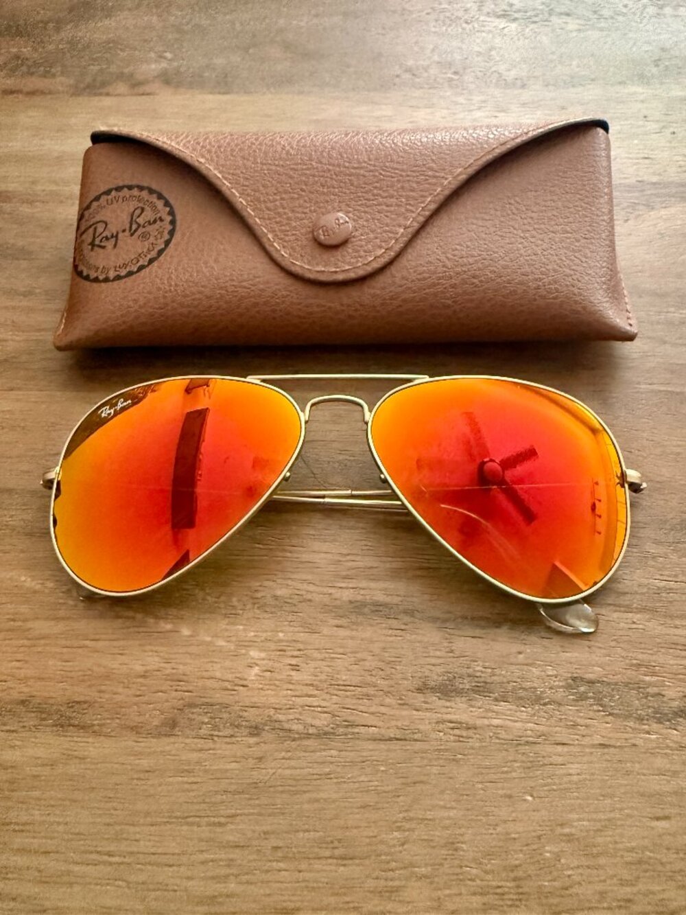 Ray Ban Aviator Flash Lenses Orange Sunglasses
